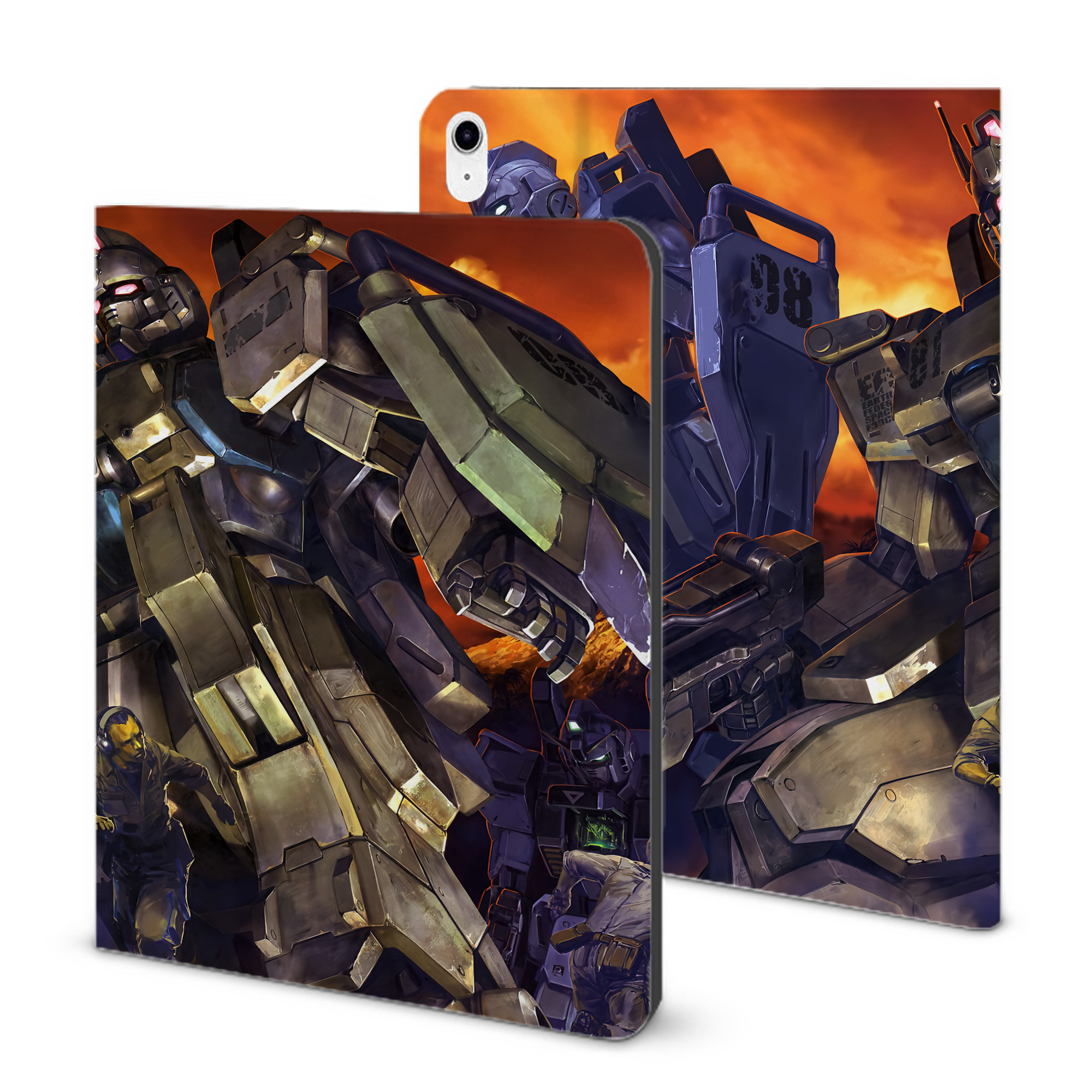 （画像用） 機動戦士ガンダム Mobile Suit Gundam IPad ケース ブック型 PUレザー TPU 耐衝撃 軽量 薄型 ペン収納なし 全面保護 IPad 各モデル対応